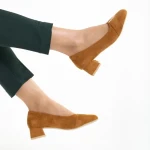 Дамски обувки  камел от текстилен материал  Briella