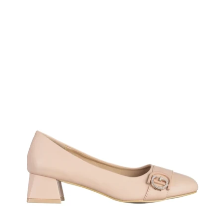 Дамски обувки  тъмно бежови  от еко кожа  Fitria