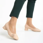 Дамски обувки  тъмно бежови  от еко кожа  Fitria