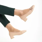 Дамски обувки  тъмно бежови  от еко кожа  Fitria