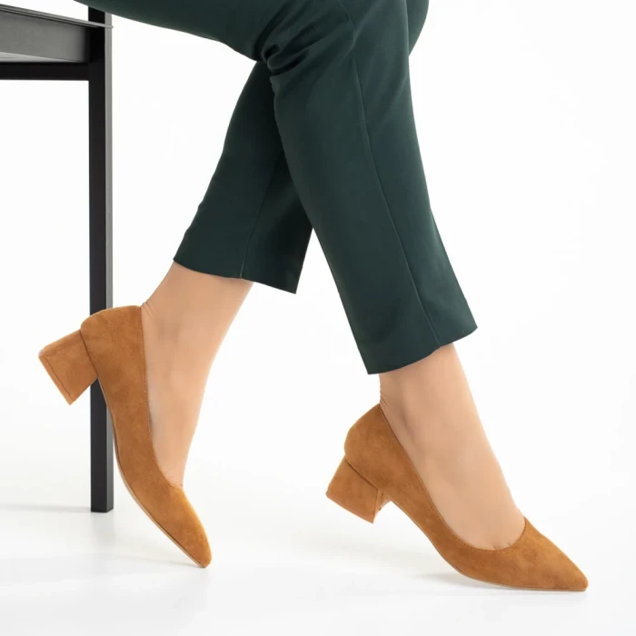 Дамски обувки  камел от текстилен материал  Cataleya