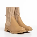 Дамски боти  бежови  от еко кожа и текстилен материал  Camryn