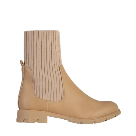 Дамски боти  бежови  от еко кожа и текстилен материал  Camryn