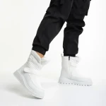 Дамски чизми бели  от еко кожа и текстилен материалXiomara