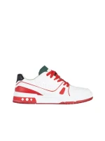 Дамски спортни обувки  зелени с червено от еко кожа и текстилен материал Raela