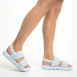 Дамски чехли сини от синтетична козина Reneka