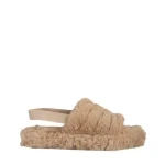 Дамски чехли тъмно бежови от синтетична козина Retal