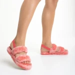 Дамски чехли розови от синтетична козина Reneka