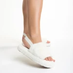 Дамски чехли бели от синтетична кожа Retal