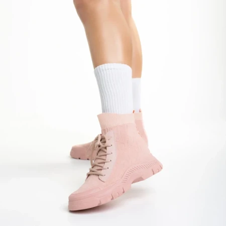 Дамски спортни обувки  розови  от текстилен материал  Yariana