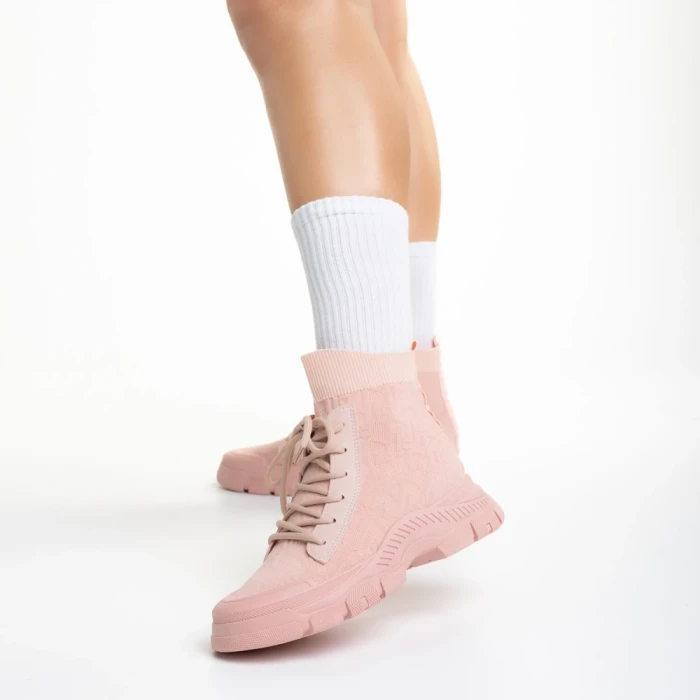 Дамски спортни обувки  розови  от текстилен материал  Yariana