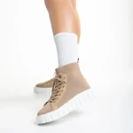 Дамски спортни обувки  тъмно бежови  от текстилен материал  Indya