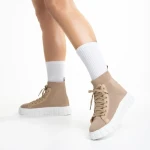 Дамски спортни обувки  тъмно бежови  от текстилен материал  Indya