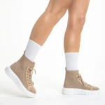 Дамски спортни обувки  тъмно бежови  от текстилен материал  Indya