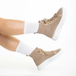 Дамски спортни обувки  тъмно бежови  от текстилен материал  Indya