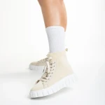 Дамски спортни обувки светло бежови  от текстилен материал  Indya