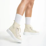 Дамски спортни обувки светло бежови  от текстилен материал  Indya