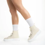 Дамски спортни обувки светло бежови  от текстилен материал  Indya