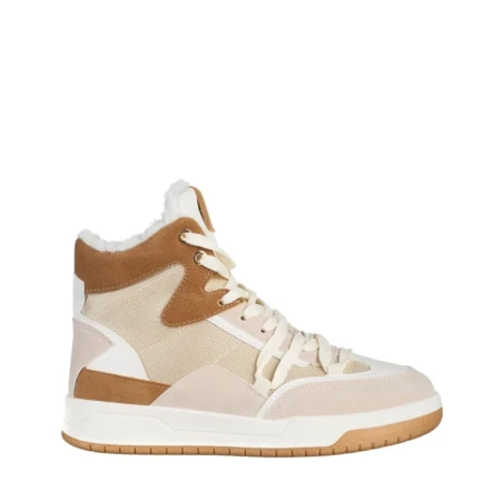 Дамски спортни обувки  бежови  от еко кожа  и текстилен материал Reveca