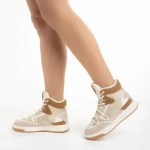 Дамски спортни обувки  бежови  от еко кожа  и текстилен материал Reveca