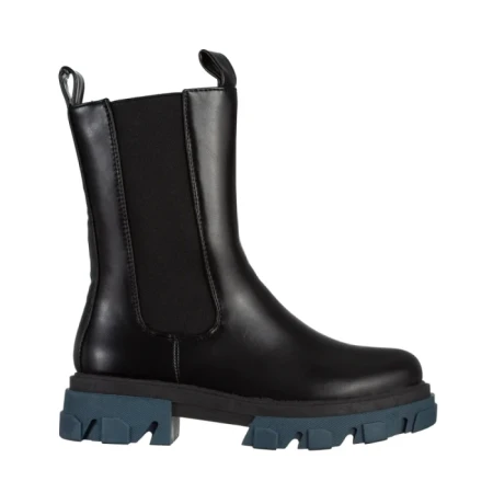 Дамски чизми  черни със синьо от еко кожа  Idalia
