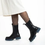 Дамски чизми  черни със синьо от еко кожа  Idalia