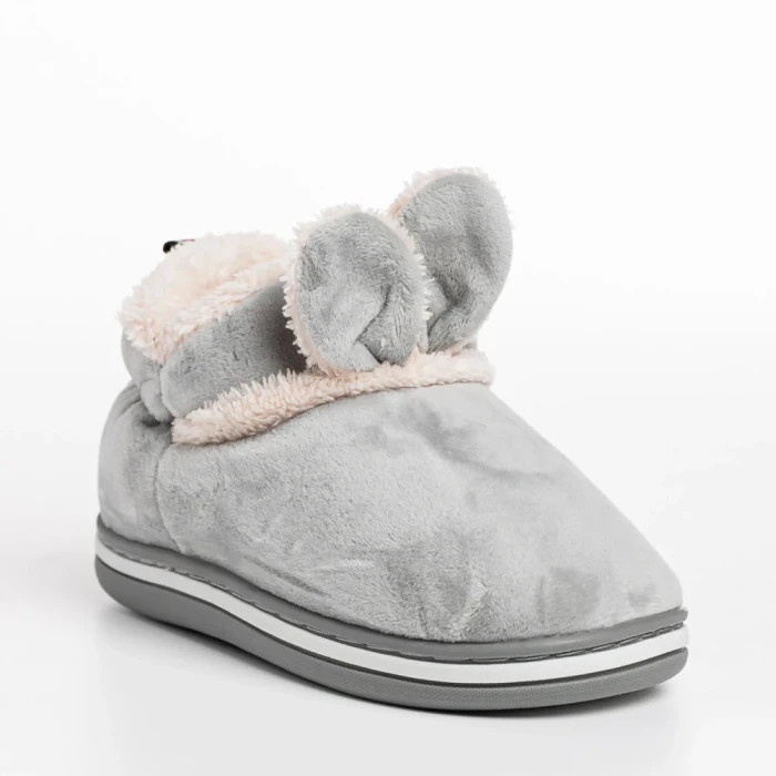 Детски чехли сиви от текстилен материал  Paco