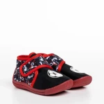 Детски чехли  черни  с червено от текстилен материал  Solina
