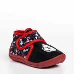 Детски чехли  черни  с червено от текстилен материал  Solina