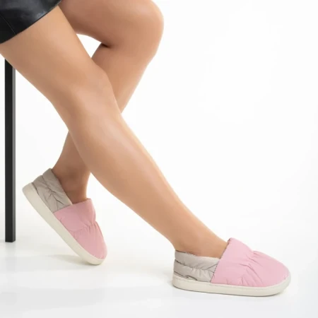 Дамски чехли  розови  от текстилен материал  Rogina