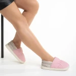 Дамски чехли  розови  от текстилен материал  Rogina