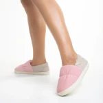 Дамски чехли  розови  от текстилен материал  Rogina