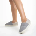 Дамски чехли сиви от текстилен материал  Rogina