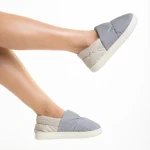 Дамски чехли сиви от текстилен материал  Rogina