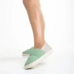 Дамски чехли  зелени  от текстилен материал  Rogina