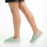 Дамски чехли  зелени  от текстилен материал  Rogina