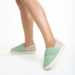 Дамски чехли  зелени  от текстилен материал  Rogina