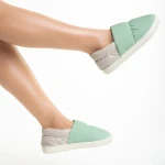 Дамски чехли  зелени  от текстилен материал  Rogina