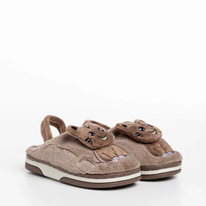 Детски чехли  бежови  от текстилен материал  Sivan