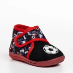 Детски чехли  черни с червено от текстилен материал  Solina