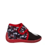 Детски чехли  черни с червено от текстилен материал  Solina