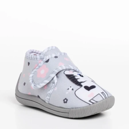 Детски чехли сиви от текстилен материал  Sadira