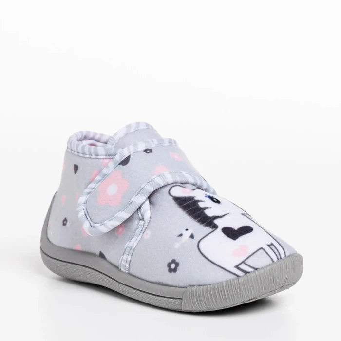 Детски чехли сиви от текстилен материал  Sadira