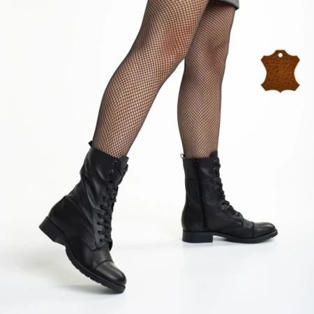 Дамски боти  черни  от естествена кожа Beyza