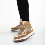 Дамски спортни обувки  камел  от еко кожа  и текстилен материал  Reveca