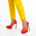 Дамски обувки  червени  от текстилен материал  Coriana