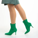 Дамски боти зелени  от текстилен материал  Rasheda