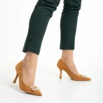 Дамски обувки  камел  от текстилен материал  Ziara