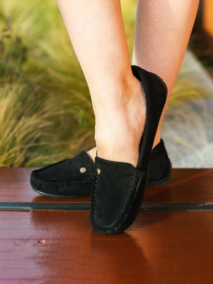 Дамски мокасинии  черни от текстилен материал  Elmira