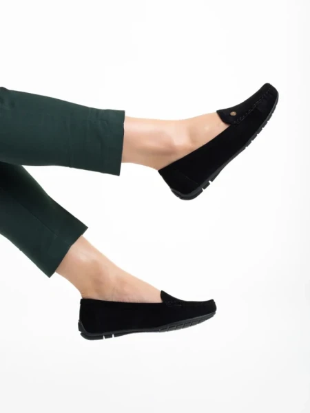 Дамски мокасинии  черни от текстилен материал  Elmira